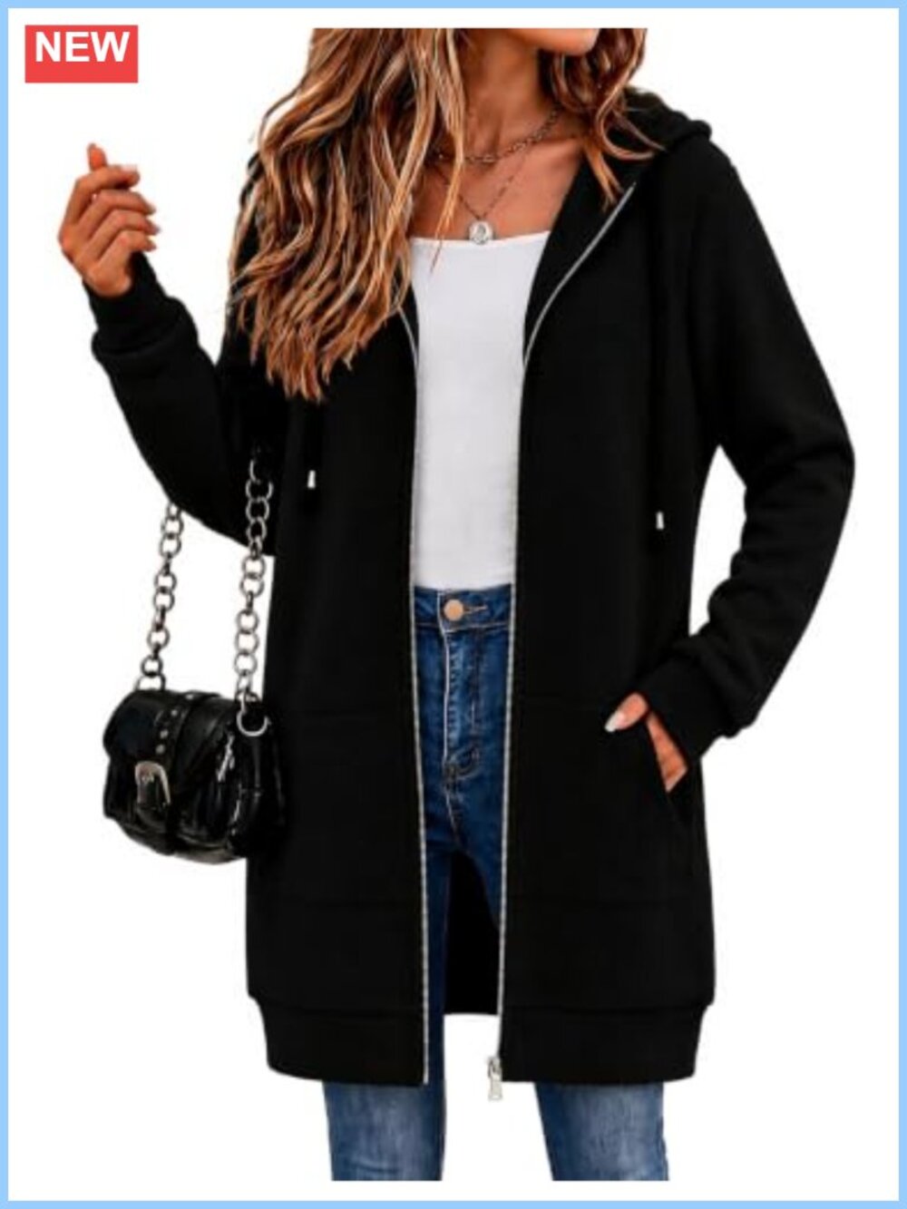 Fleece Zip Up Hoodie Oversized Tunic Sweatshirt Long Sleeve Casual Fall Coat